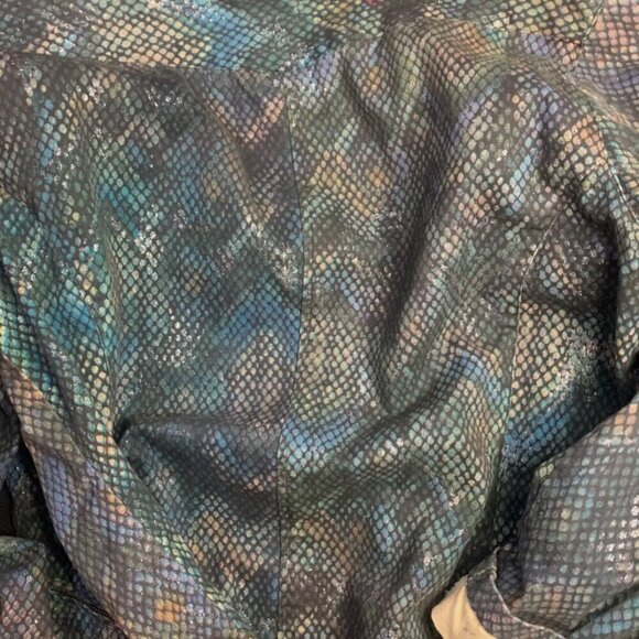 Chicos Women’s Size 3 (XL) Jacket Snakeskin Animal Print Full Zip Black Tan - Picture 4 of 4